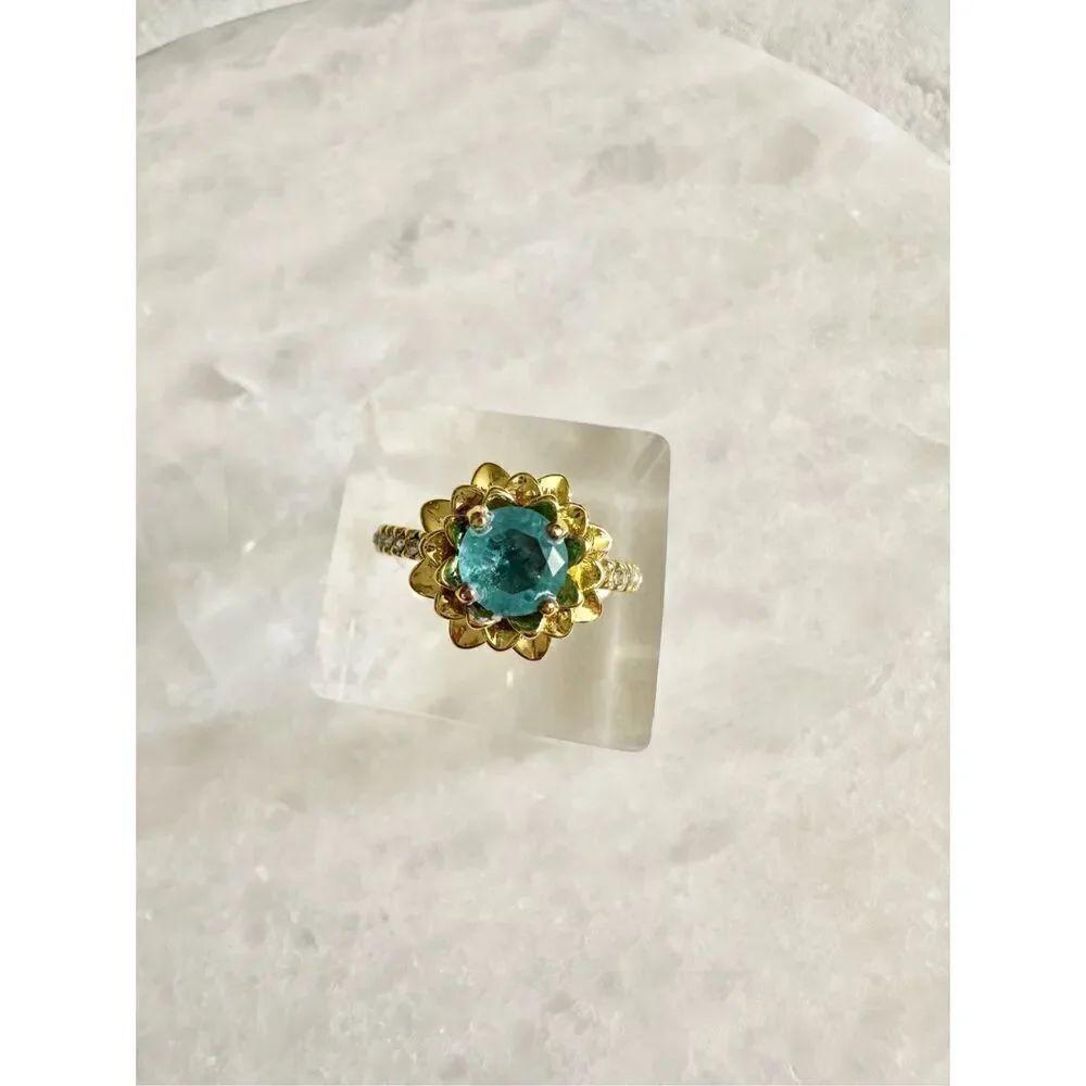 Lightโblue and gold lotus ringโ๏ฟผ